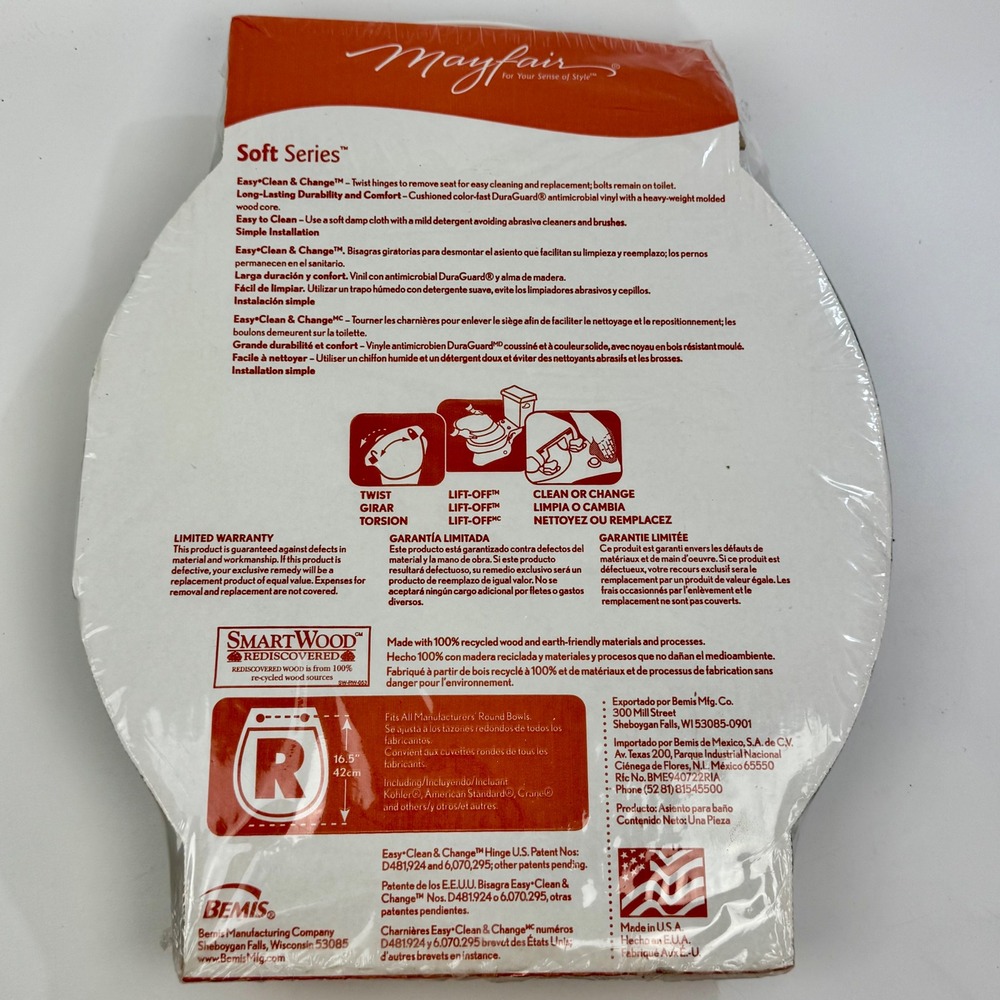 Mayfair Soft Series Black Round Toilet Seat Easy Clean & Change 13EC 047 New - Picture 4 of 4